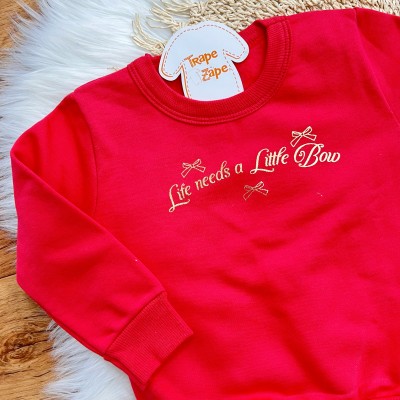  Conj. Casaco Life needs a Little Bow e Calça Legging - Vermelho e Dourado